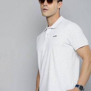 Men Solid Polo Neck Polycotton White T-Shirt
