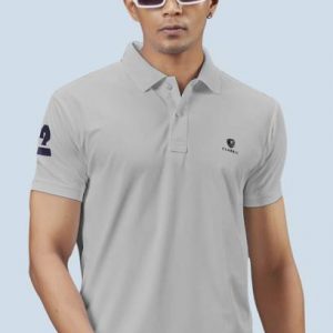 Men Solid Polo Neck Cotton Blend Light Blue T-Shirt