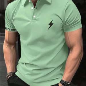 Men Solid Polo Neck Cotton Blend Light Green T-Shirt