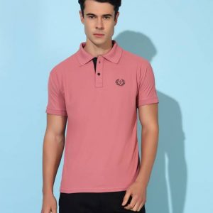 Christy World Men Solid Polo Neck Polyester Purple T-Shirt