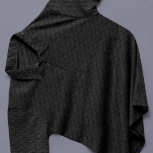 Men Self Design Polo Neck Cotton Blend Black T-Shirt