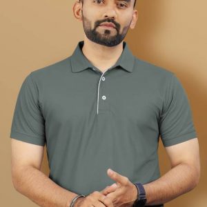 Men Solid Polo Neck Polyester Green T-Shirt