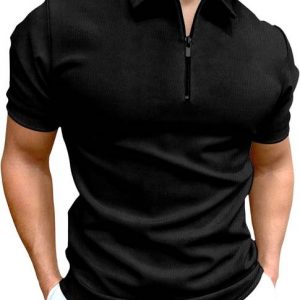 Men Solid Polo Neck Cotton Blend Black T-Shirt