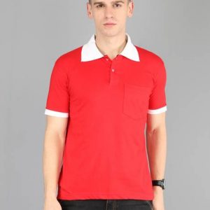 Men Solid Polo Neck Cotton Blend Red T-Shirt