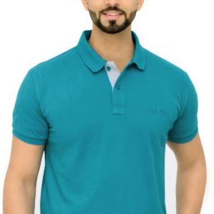Men Solid Polo Neck Cotton Blend Green T-Shirt