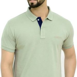 Men Solid Polo Neck Cotton Blend Green T-Shirt