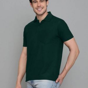 Men Solid Polo Neck Cotton Blend Green T-Shirt